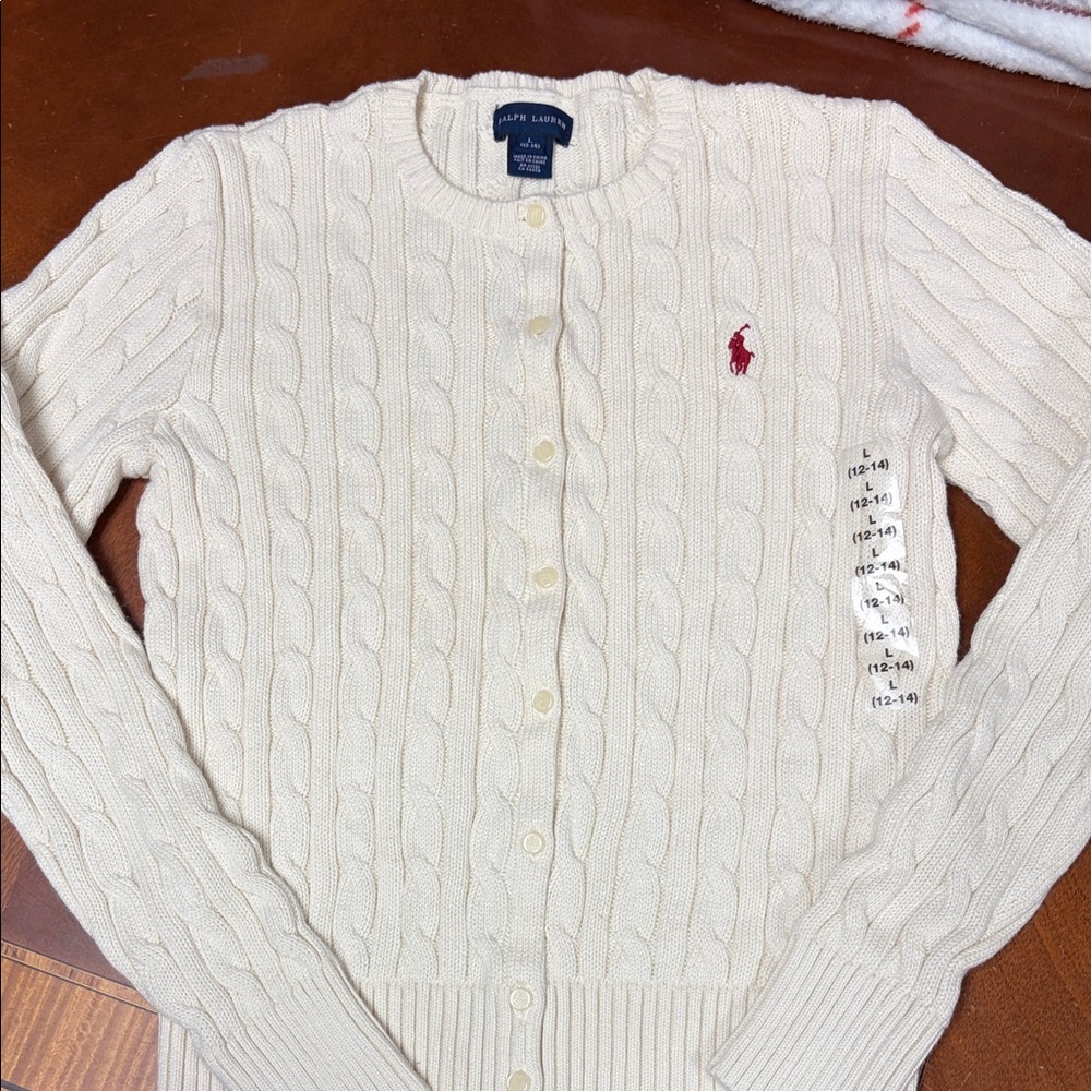 Girls Ralph Lauren cable knit cardigan sweater